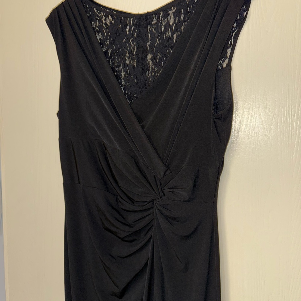 Black Lace, Ruched, Sleek Formal Dress